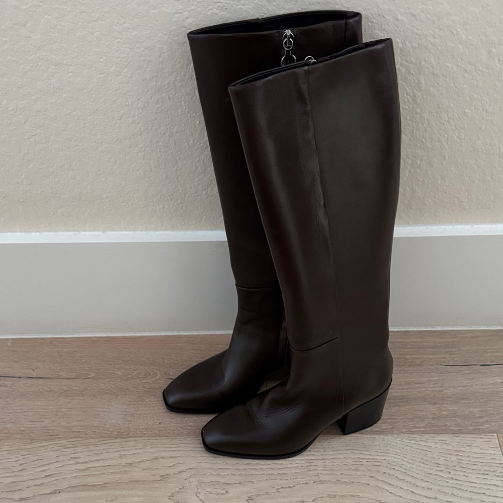 Aeyde Dark Brown Leather Heeled Boots
